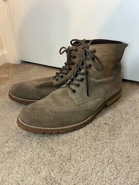 Studio Ink Olive Suede Wingtip Boots